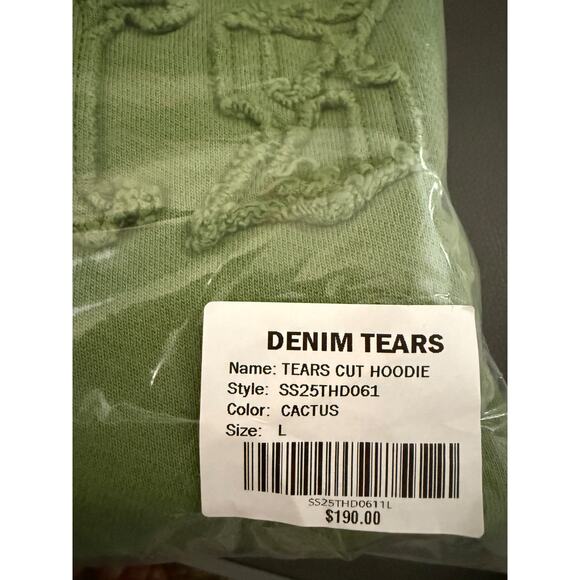 Denim Tears Hoodie Men Sz L Green Embroidered Pullover Sweatshirt 100% AUTHENTIC - Picture 10 of 10